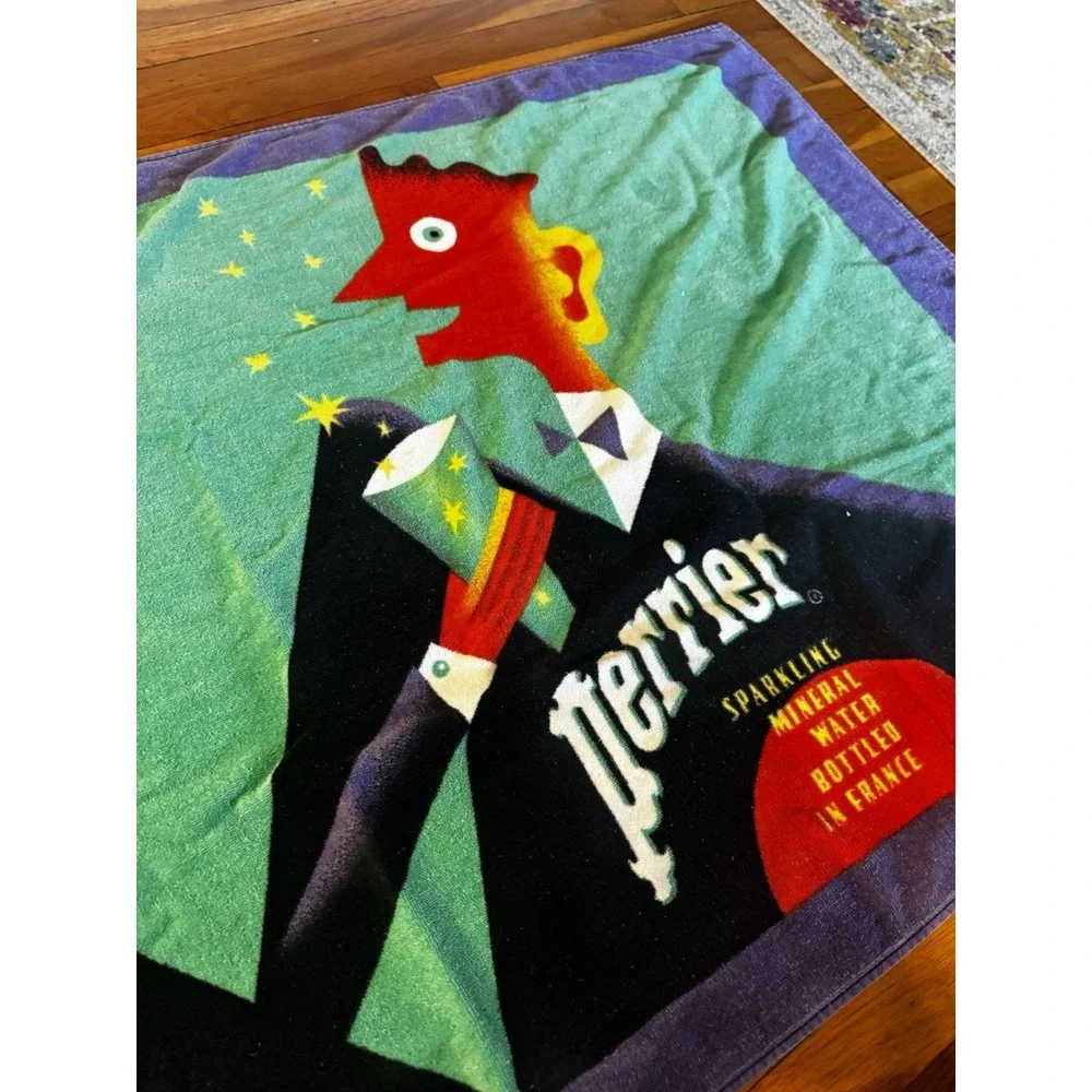 Vintage Perrier Tux Man Art Of Refreshment Pool Towel Terry Allen 1994 Hilasal